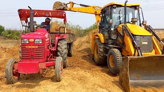 New Jcb 3dx Backhoe Machine Loading Red Mud In Mahindra Tractors | Jcb and Tractor Cartoon Video