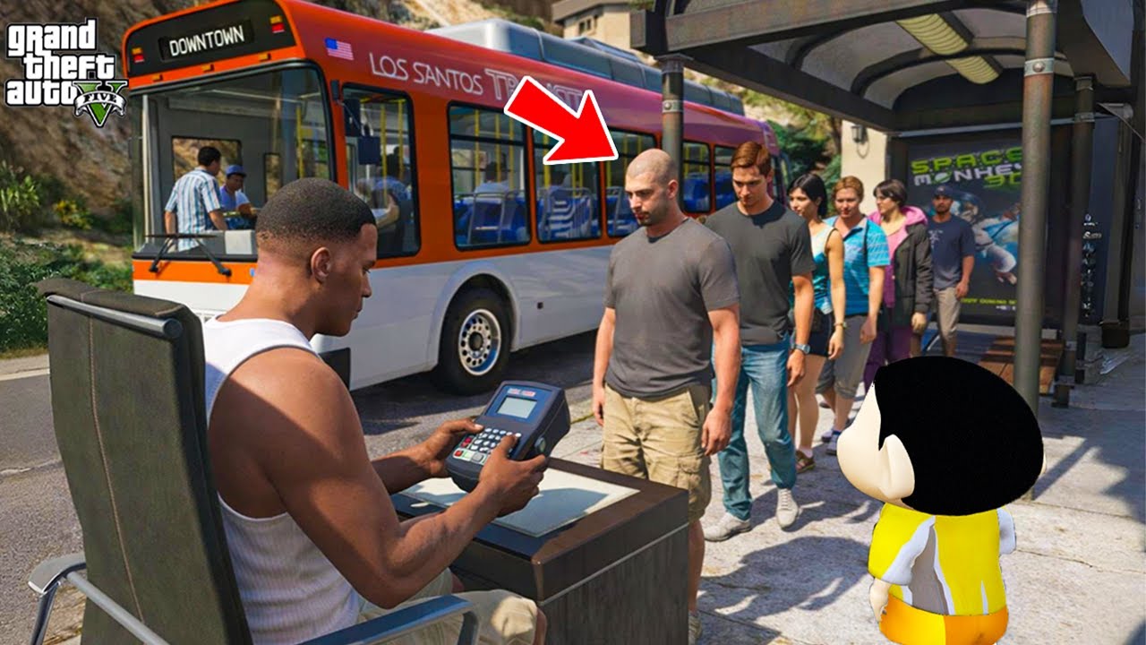 Shinchan and Franklin Open BUS STAND Near Franklin's House in GTA 5!