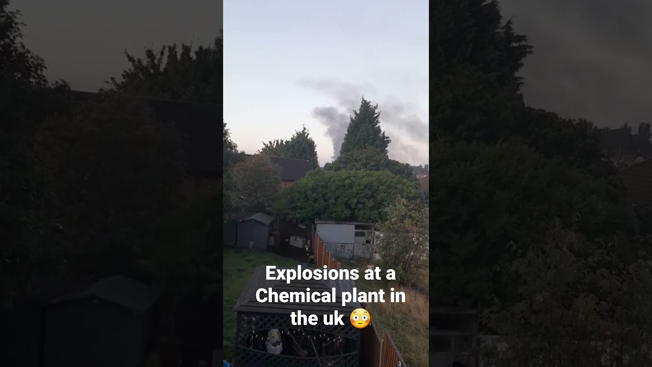 explosions waking everybody up at 6am . Chemical plant on fire 🔥