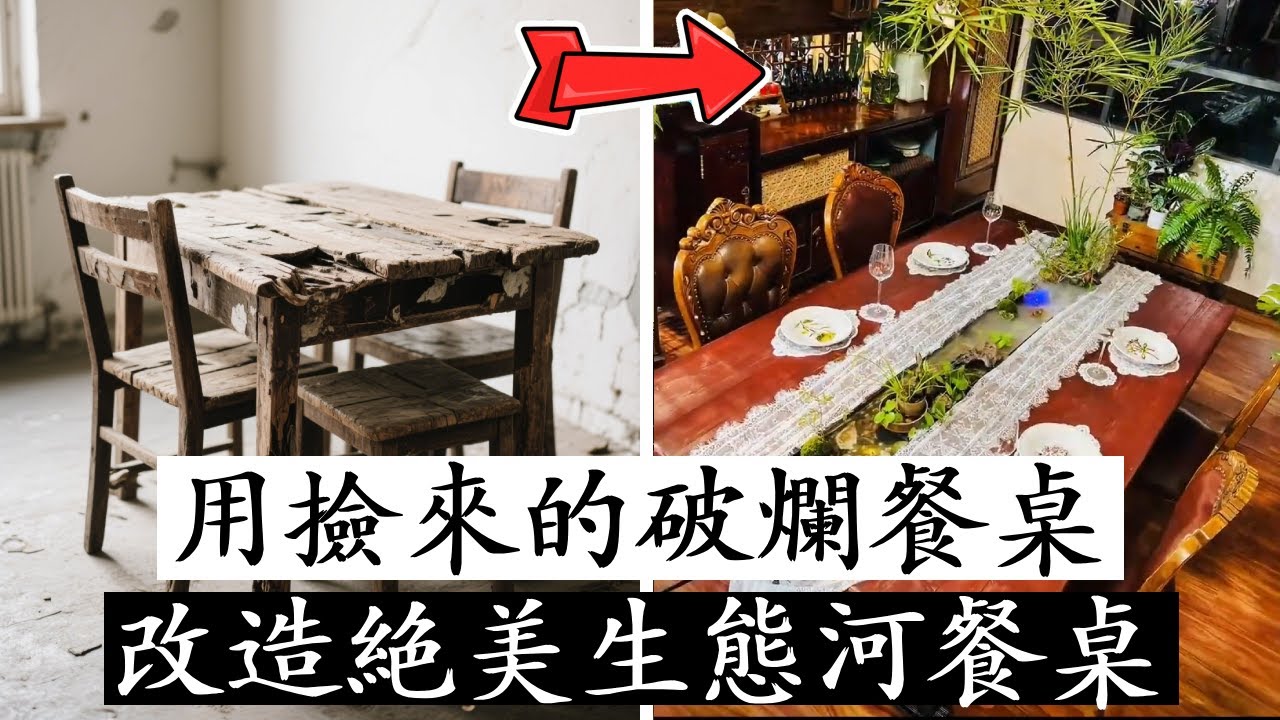 用撿來的破爛改造生態河桌，從廢品到藝術品，成品太驚艷了！