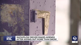 Snowplow driver makes amends after hitting sentimental mailbox