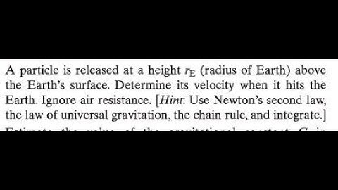 A particle is released at a height (radius of Earth) above the Earth