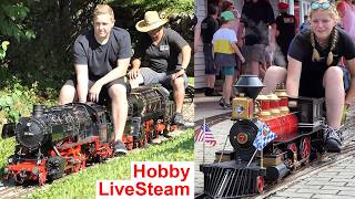 Gigantic garden train driving day at Assling steam train club  DBCA  4 gauges model railway park