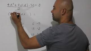 Ecuación de Segundo Grado resuelta con FACTORIZACIÓN ( 2x² - 7x+15=0 )