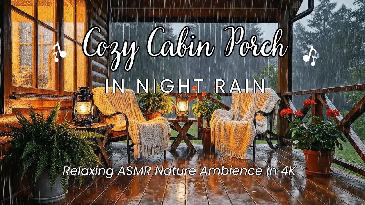 Cozy Cabin Porch in Night Rain | Relaxing ASMR Nature Ambience in 4K ...