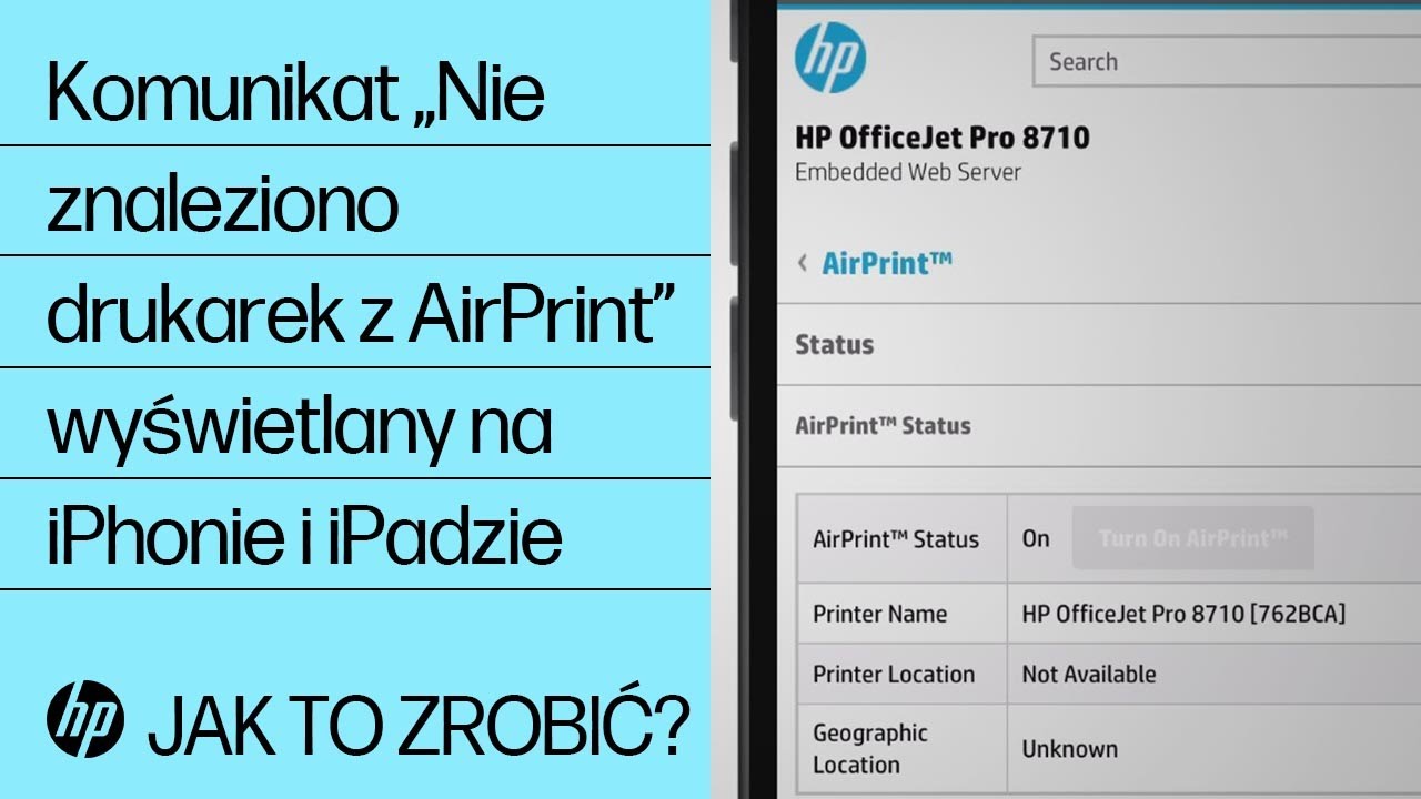 Komunikat „Nie znaleziono drukarek z AirPrint” wyświetlany na iPhonie i iPadzie | @HPSupport