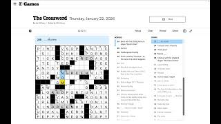 New York Times Crossword Solve - Thursday Jan 22 2026