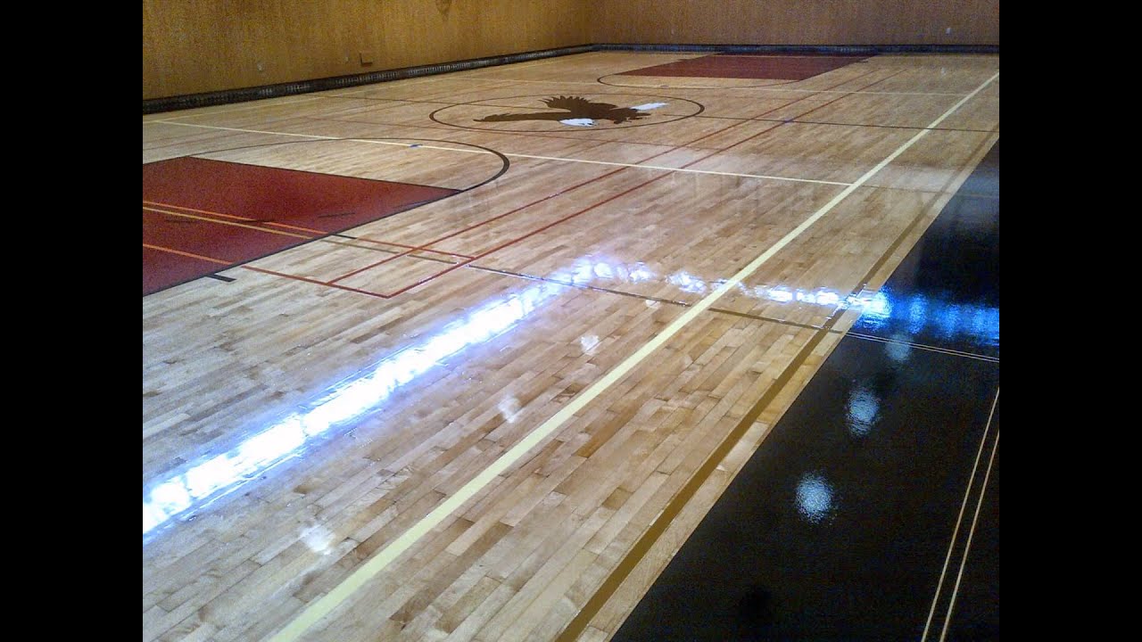 Gymnasium Hardwood Floor Refinishing Painted Basket Ball Court