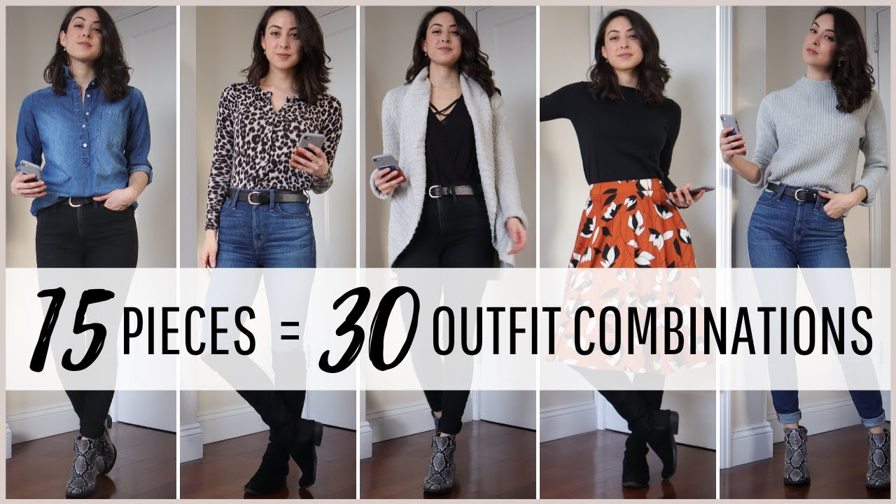 Capsule Wardrobe Outfit Combinations | Winter 2020 - YouTube