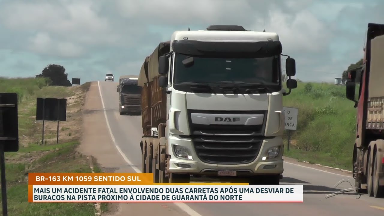 Acidente fatal entre duas carretas após desvio de buracos na pista em Guarantã do Norte