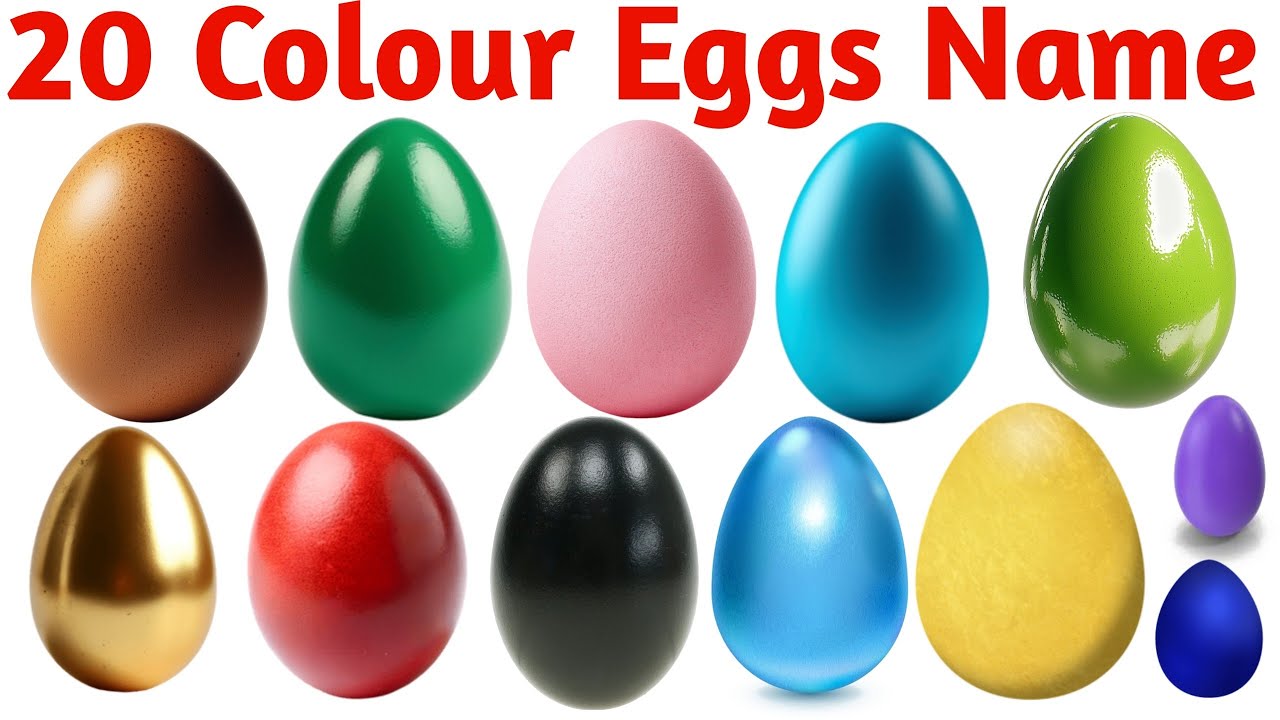 20 रंगीन अंडों के नाम | Color Egg Names for Kids Learning Video with Bright Colorful Pictures