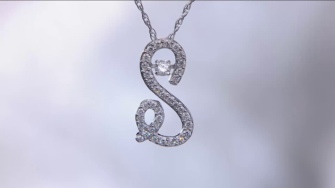 Dancing Diamond Initial Necklace, 1/4ct Sterling Affinity on QVC