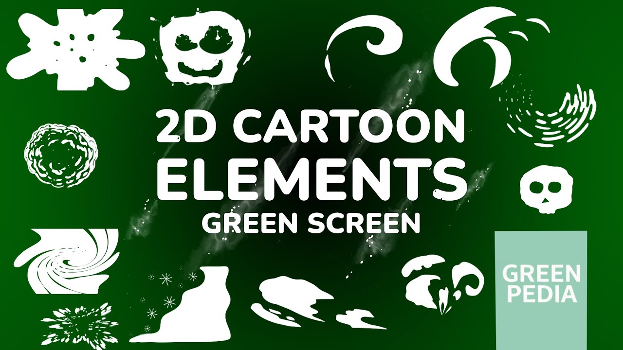 2D Cartoon Elements Green Screen Horizontal