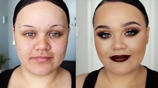 Classic Fall Makeup Tutorial | Gold & Brown Smokey eyes w/ Dark Maroon Lip