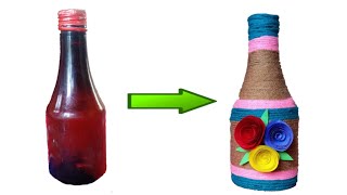 Waste Bottle craft by wool | DIY Home Decor
