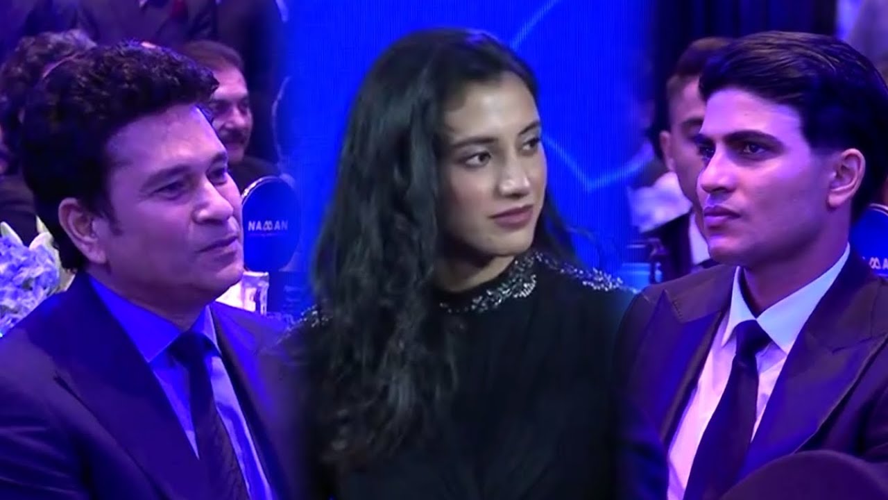 Sachin Tendulkar's angry reaction when Shubman Gill flirting with Smriti Mandhana during BCCI Awards