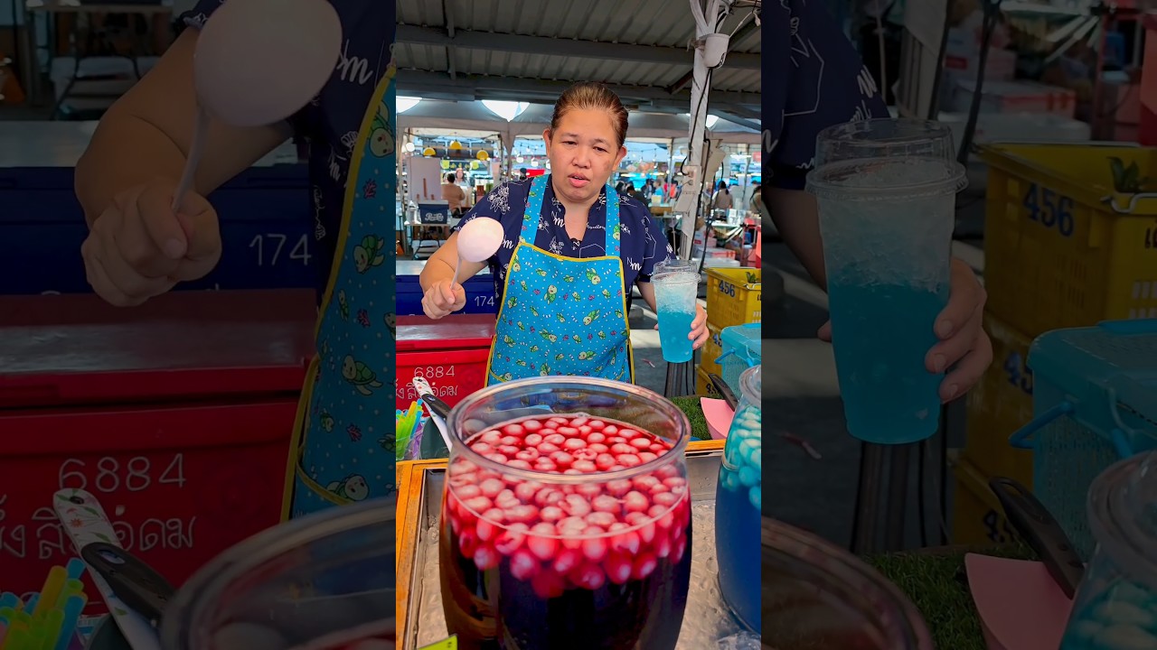 Двухцветный сок из лонгана, восхитительный азиатский уличный напиток.