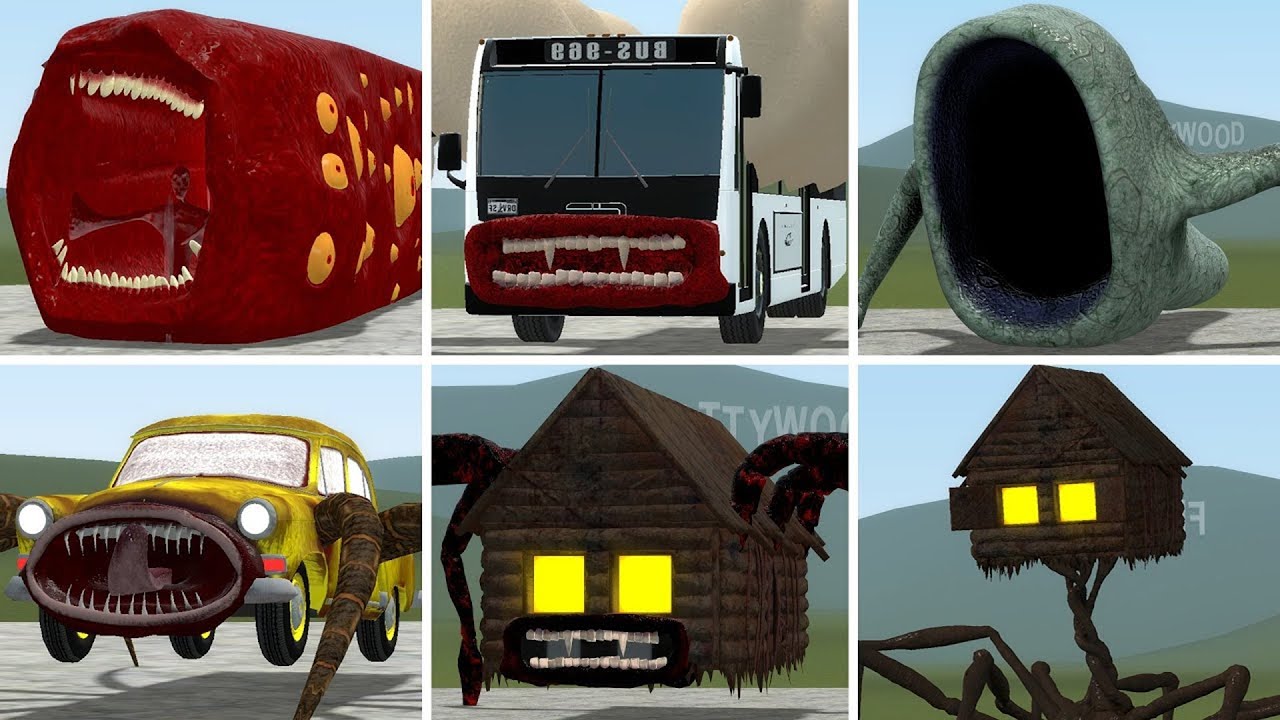 TRAIN EATER, BUS EATER BUILDER, SEA EATER, CAR EATER VS ALL TREVOR HENDERSON BATTLE In GMOD!