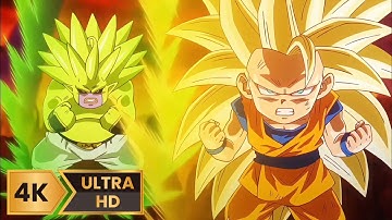 SSJ3 Goku & SSJ3 Duu VS King Gomah (4k 60fps HDR) (DAIMA) (DUB)