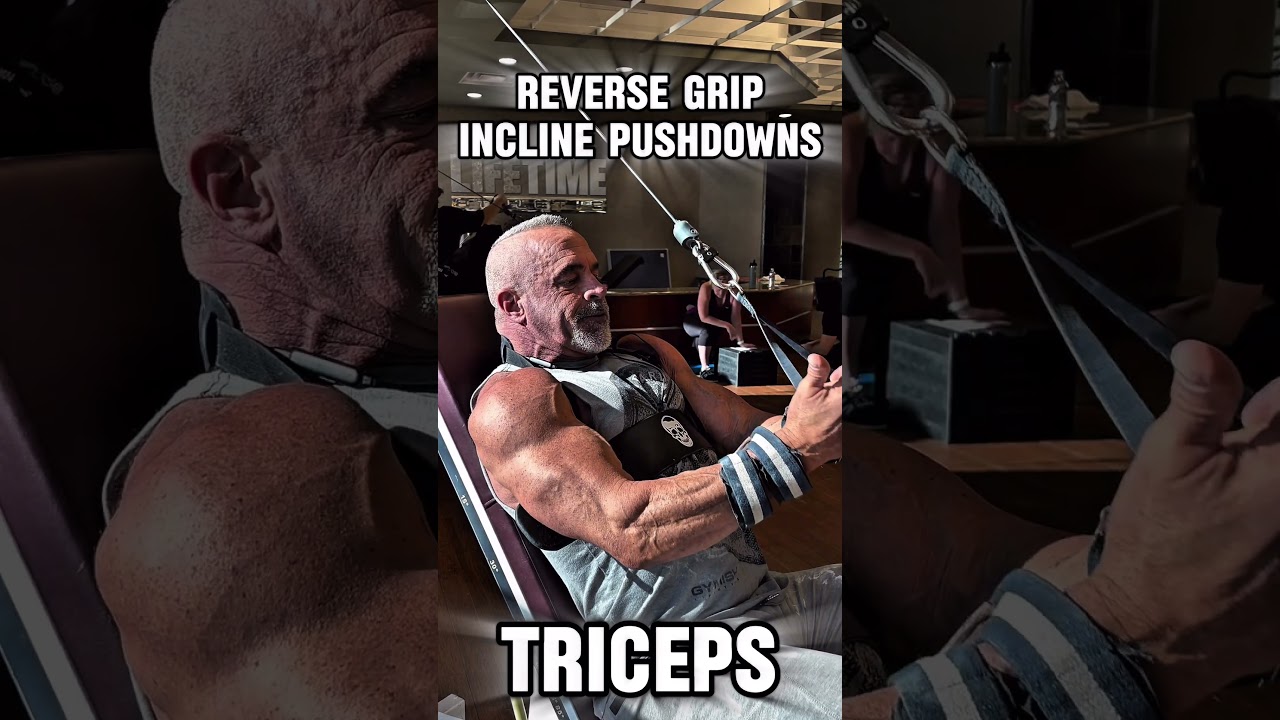 REVERSE GRIP INCLINE PUSHDOWNS FOR TRICEPS #triceps #motivation #workout #pump #workouttips