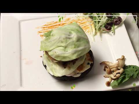 Portobello mushroom burger with vegan patties