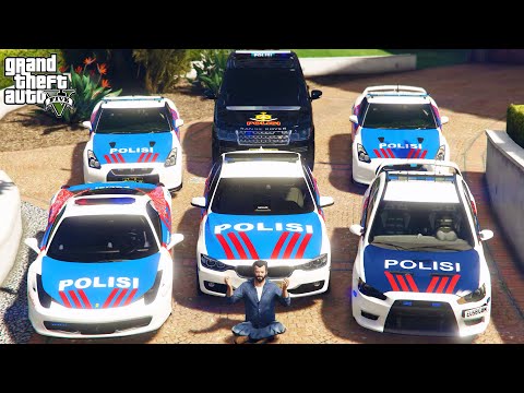 GTA 5 - Stealing Indonesian Police Vehicles with Michael!  (Real Life Cars) #97