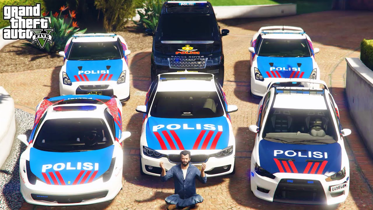 GTA 5 - Stealing Indonesian Police Vehicles with Michael! | (Real Life Cars) #97