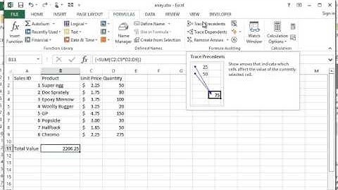 Microsoft Excel - Tracing Formula Cells