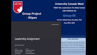 RIIPEN LIFE DESIGN - Group 05 | Leadership | MGMT 601