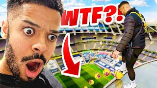 IMPOSSIBLE FOOTBALL TRICK SHOT FROM THE SKY!!!! **MOST DANGEROUS CHALLENGE EVER** 🤯🏟⛅️