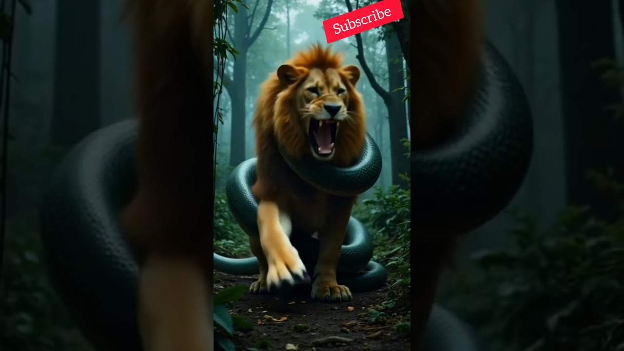 Anacondas attacks on lion 