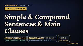 Grammar Grade 7 | Unit 7, Lesson 42 — Simple & Compound Sentences & Main Clauses