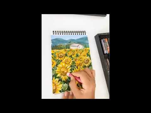 Video #shorts Vẽ cánh đồng hoa hướng dương tuyệt đẹp ???? - youtube