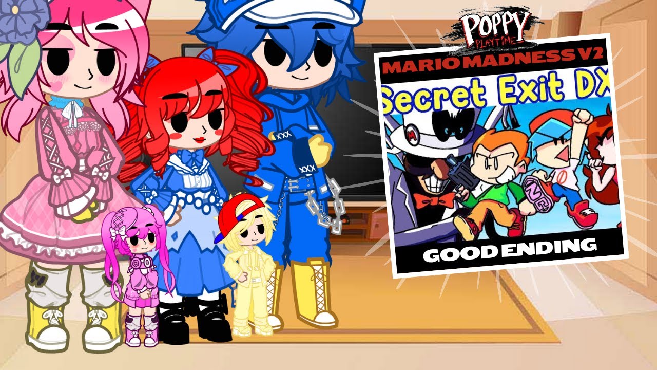 Poppy Playtime React - FNF Mario Madness V2 GOOD ENDING - Secret Exit   Gacha Nebula