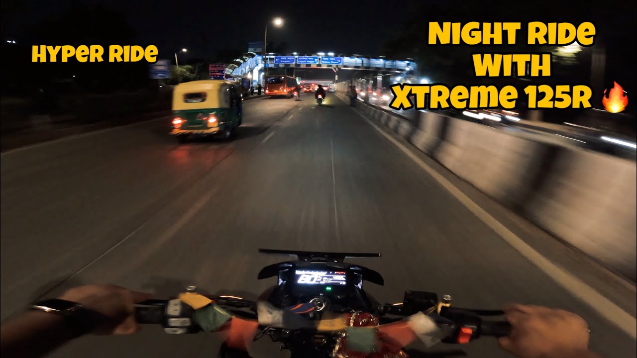 Hyper🔥 night ride with  ||hero xtreme 125R || close call 😰