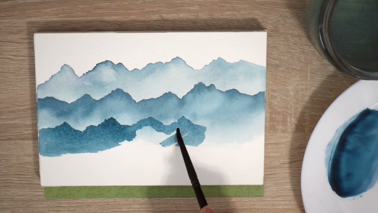 HOW TO PAINT LAYERED MOUNTAINS IN WATERCOLOUR- EASY LANDSCAPE FOR BEGINNERS