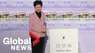 Hong kong voters at some polling stations for district council
elections were queuing up by the hundreds on sunday morning, citing
concerns voting could be h...