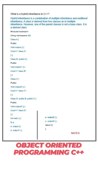 hybrid inheritance in c++ notes - YouTube