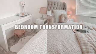 BEDROOM TRANSFORMATION | LUXE ON A BUDGET | CREAM, GREY & BLUSH PINK | AESTHETIC ROOM TOUR