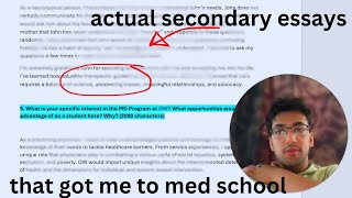 Reading My Actual Secondary Essays II Med School Apps