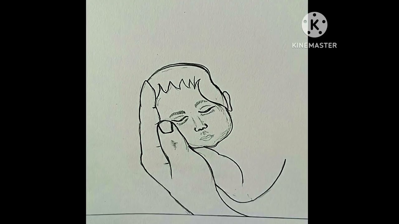 FATHERHOOD EASY DRAWING STEP BY STEP💫 🤎/A BABY IN FATHER HAND DRAWING ✋️  😍 