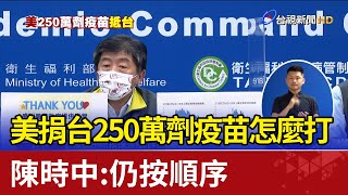 美捐台250萬劑疫苗怎麼打？陳時中：仍按順序