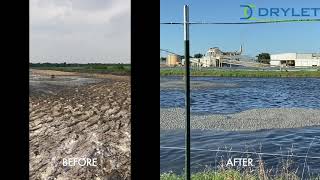 US industrial wastewater lagoon before & after treatment with Drylet's biological dredging solution