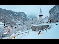 Snowy Walk in Lauterbrunnen, Switzerland, River Walk Along Weisse, River and Nature Sounds