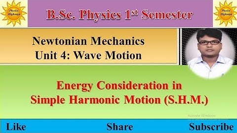Wave Motion|| L-3|| Energy Consideration in SHM|| BSc Physics 1st sem|| #wavemotion #bscphysics #shm