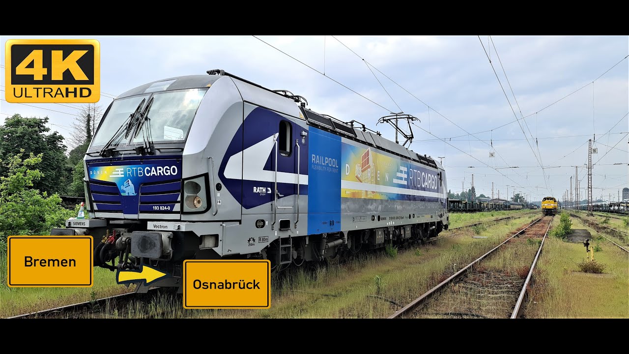 【4K】 Führerstandsmitfahrt Bremen Hbf nach Osnabrück Hbf über Bramstedt,Syke, Diepholz,Lemförde