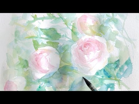 透明水彩画原画ピンクの薔薇⑤ 透明水彩画原画ピンクの薔薇⑤