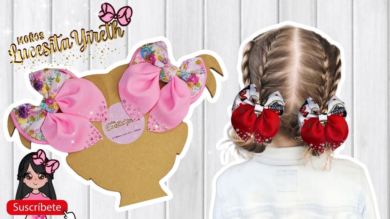 Mini Moños Coquette con listón de 7.5 #tendencias #coquette #hairbows #facil