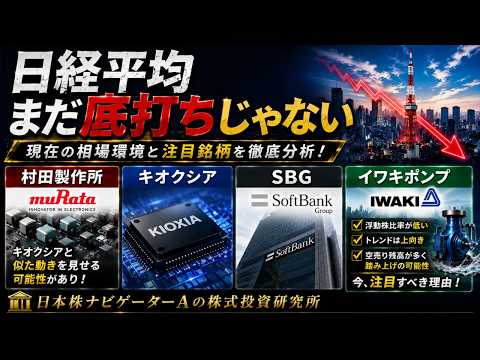 日経平均、キオクシア、SBG、村田製作所、イワキポンプのテクニカル分析最新アップデート