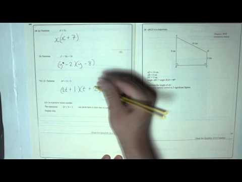 Edexcel GCSE Paper 2 November 2012 Question 14 - Factorising
